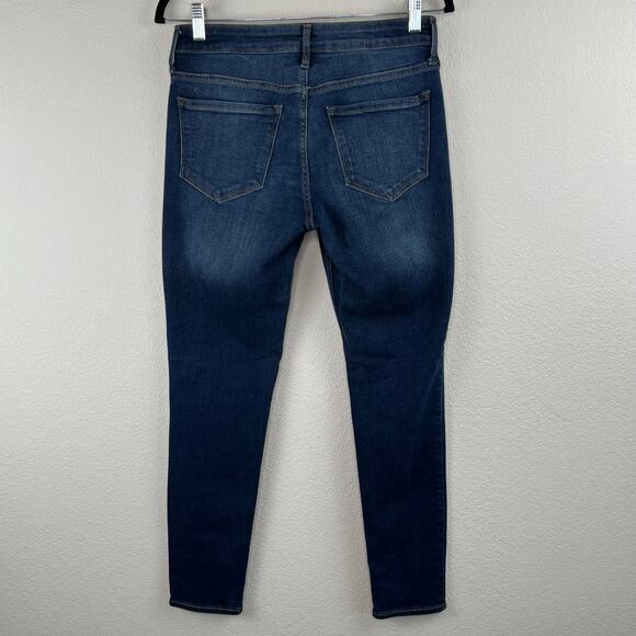 Old Navy Dark Wash Mid Rise Rockstar Super Skinny Denim Jeans Stretch 8 - Picture 2 of 9